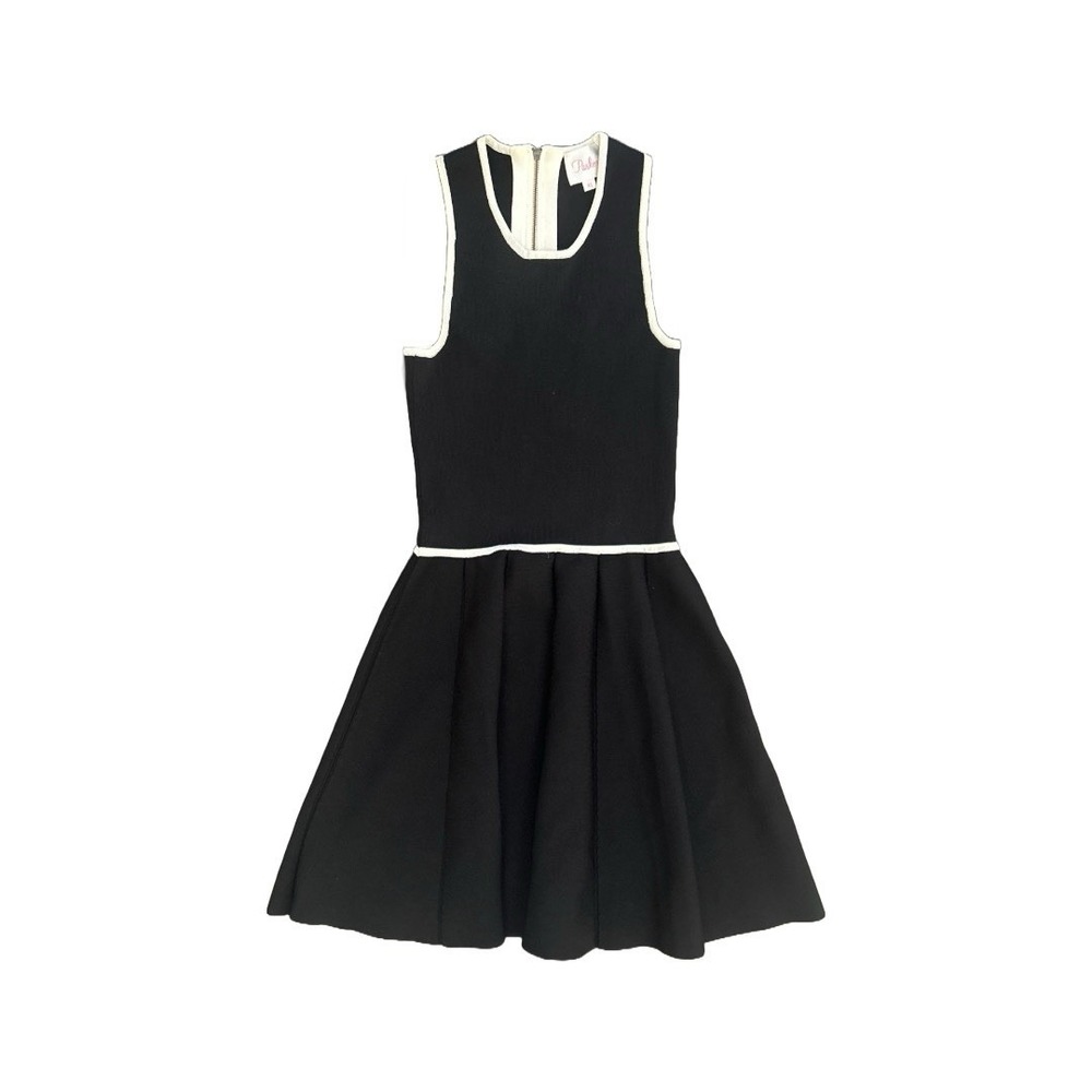 Parker Women's Black Sleeveless Dress White Trim Size‎ XS Back Zip Flirty Fit
